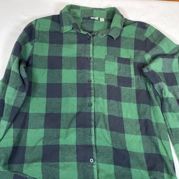 Betty Boop Green Plaid Flannel Betty Boop on Back M Cotton Green Shirt - Picture 2 of 5